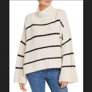 Eleven Six Talia Ivory Black  Striped Poncho Alpaca Wool Sweater Size OS